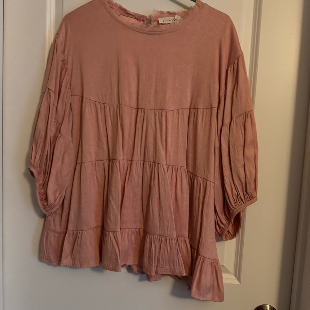 Pink Tiered 3/4 Sleeve Tunic
